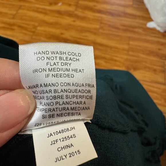 Joseph A Open Front Green long-sleeve cardigan with fringe hem. Size S - Picture 9 of 9